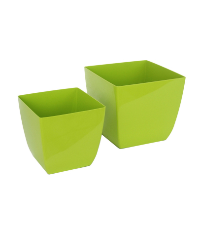 Pot plastique carré vert curvo