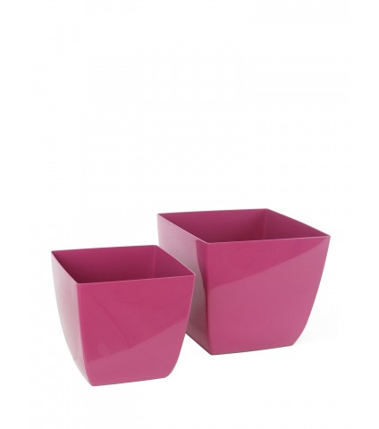 Pot plastique carré rose curvo