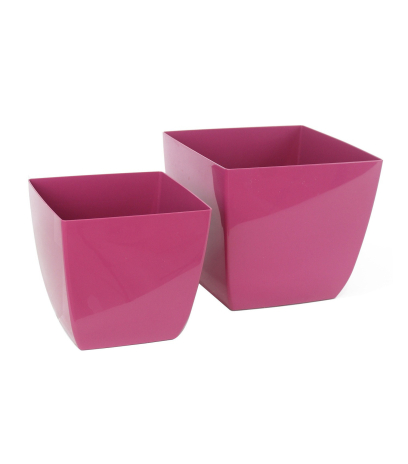 Pot plastique carré rose curvo