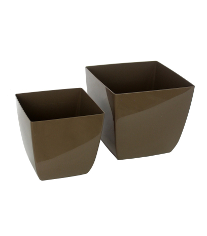 Pot plastique carré marron curvo