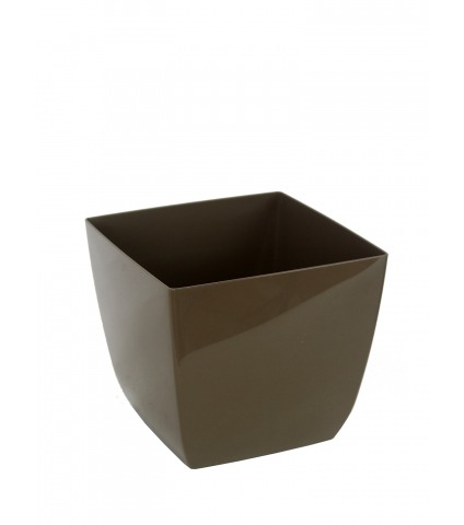 Pot plastique carré marron curvo