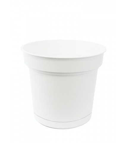Pot rond blanc plastique avec soucoupe