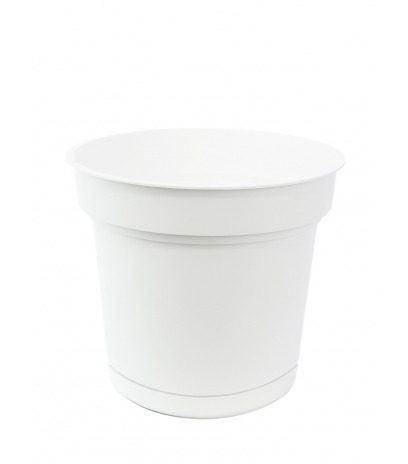 Pot rond blanc plastique avec soucoupe