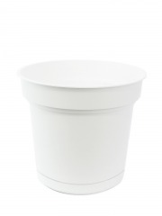 Pot rond blanc plastique avec soucoupe