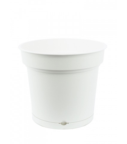 Pot rond blanc plastique avec soucoupe