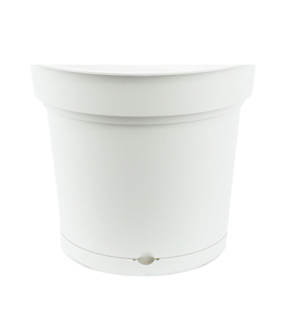 Pot rond blanc plastique avec soucoupe