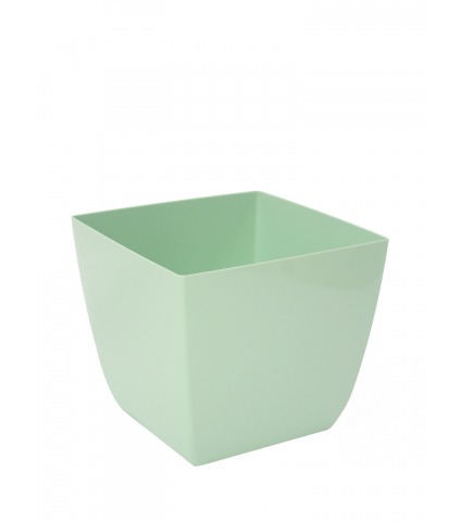 Pot plastique carré vert pastel curvo
