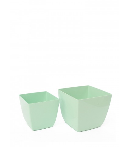 Pot plastique carré vert pastel curvo