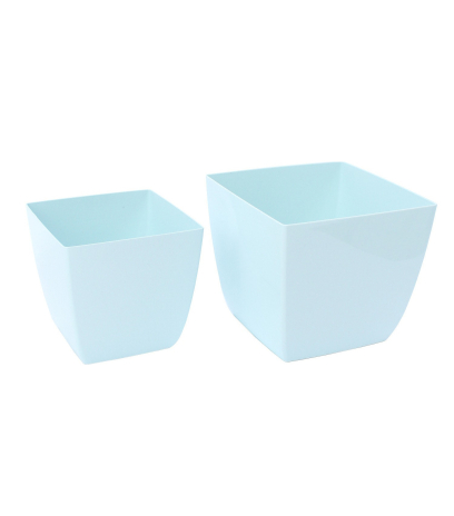 Pot plastique carré bleu ciel curvo