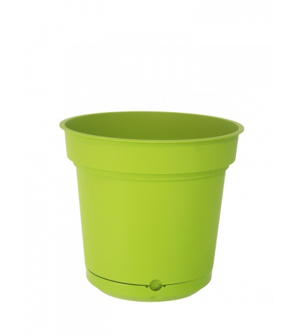 Pot rond vert plastique avec soucoupe