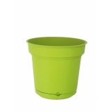 Pot rond vert plastique avec soucoupe