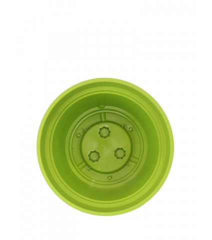 Pot rond vert plastique avec soucoupe