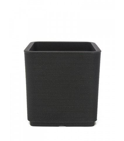 Grand pot cubique gris anthracite striato