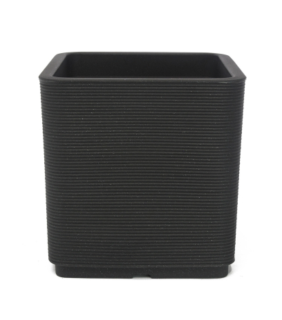 Grand pot cubique gris anthracite striato