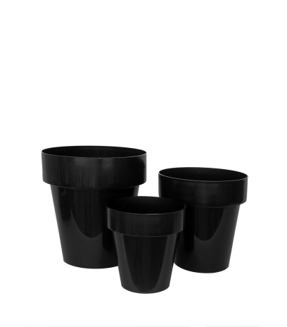 Pot plastique rond noir