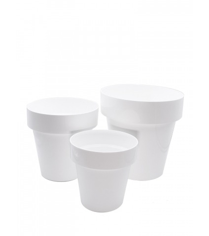 Pot plastique rond blanc