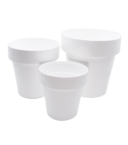 Pot plastique rond blanc