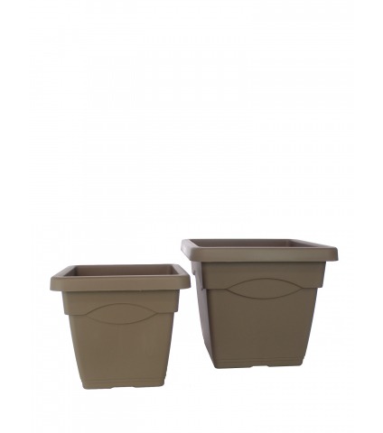 Grand pot carré taupe TERRACOTA