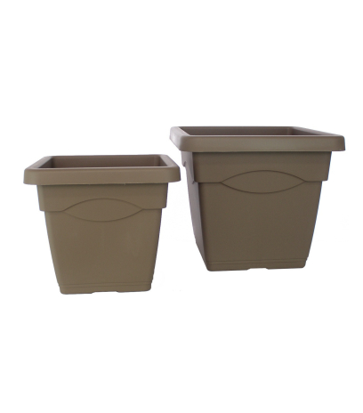 Grand pot carré taupe TERRACOTA