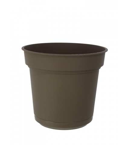 Pot rond plastique marron avec soucoupe