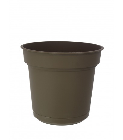 Pot rond plastique marron avec soucoupe