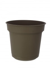 Pot rond plastique marron avec soucoupe