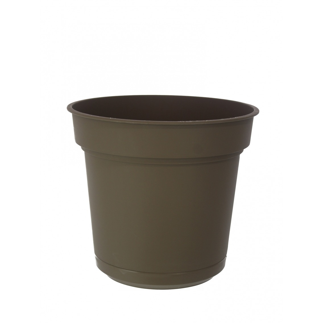 Pot rond plastique marron avec soucoupe
