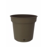 Pot rond plastique marron avec soucoupe