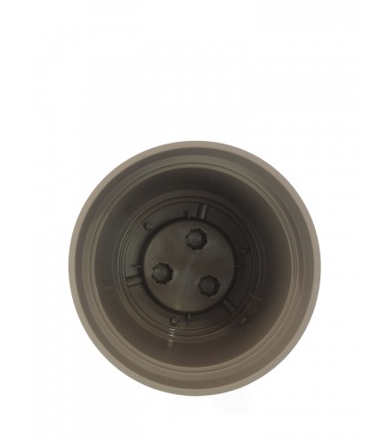 Pot rond plastique marron avec soucoupe