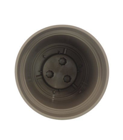 Pot rond plastique marron avec soucoupe