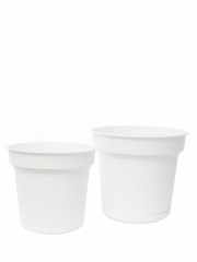 Pot rond blanc plastique avec soucoupe