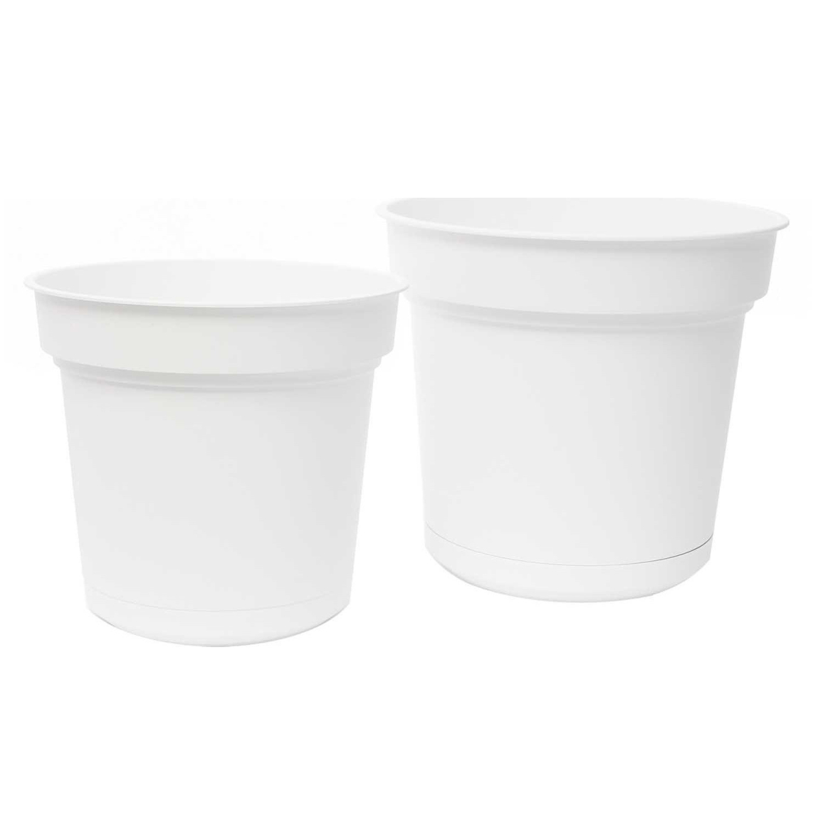 Vase Ou Soucoupe En Résine Blanc Festonné - Double Bord, Léger, Antichoc, Résistant Aux UV, Pot 60 Cm
