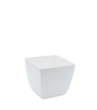 Pot plastique carré blanc curvo