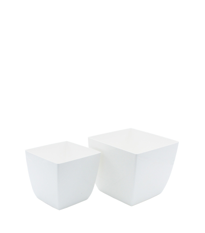 Pot plastique carré blanc curvo