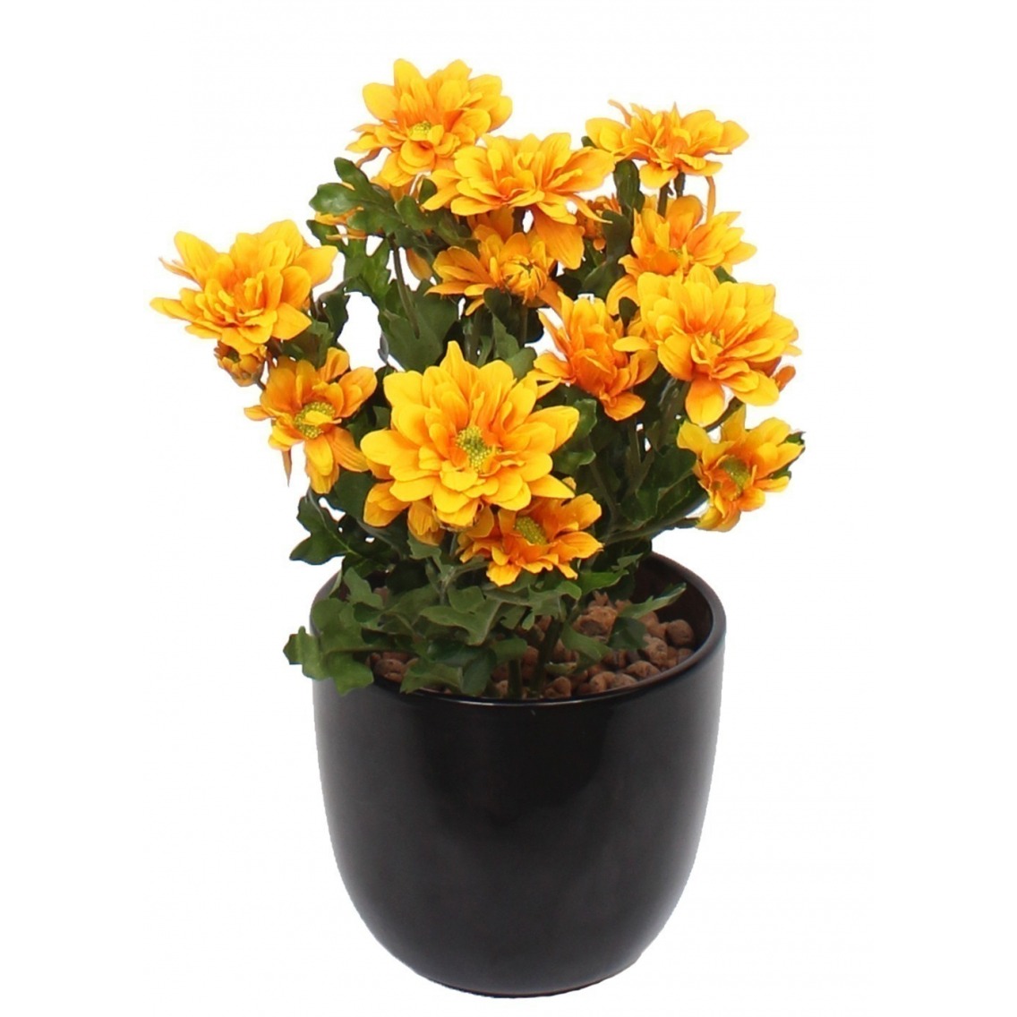Chrysanthème artificiel orange 40 cm - Jardinières artificielles fleuries -  Artiplantes