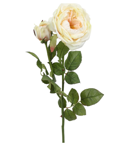 Rose de damas artificielle blanc crème