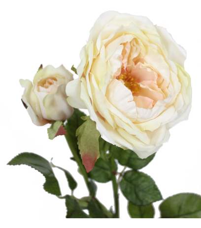 Rose de damas artificielle blanc crème