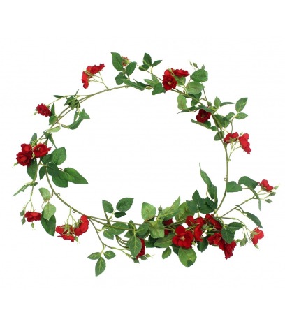 Fausse guirlande de roses rouges