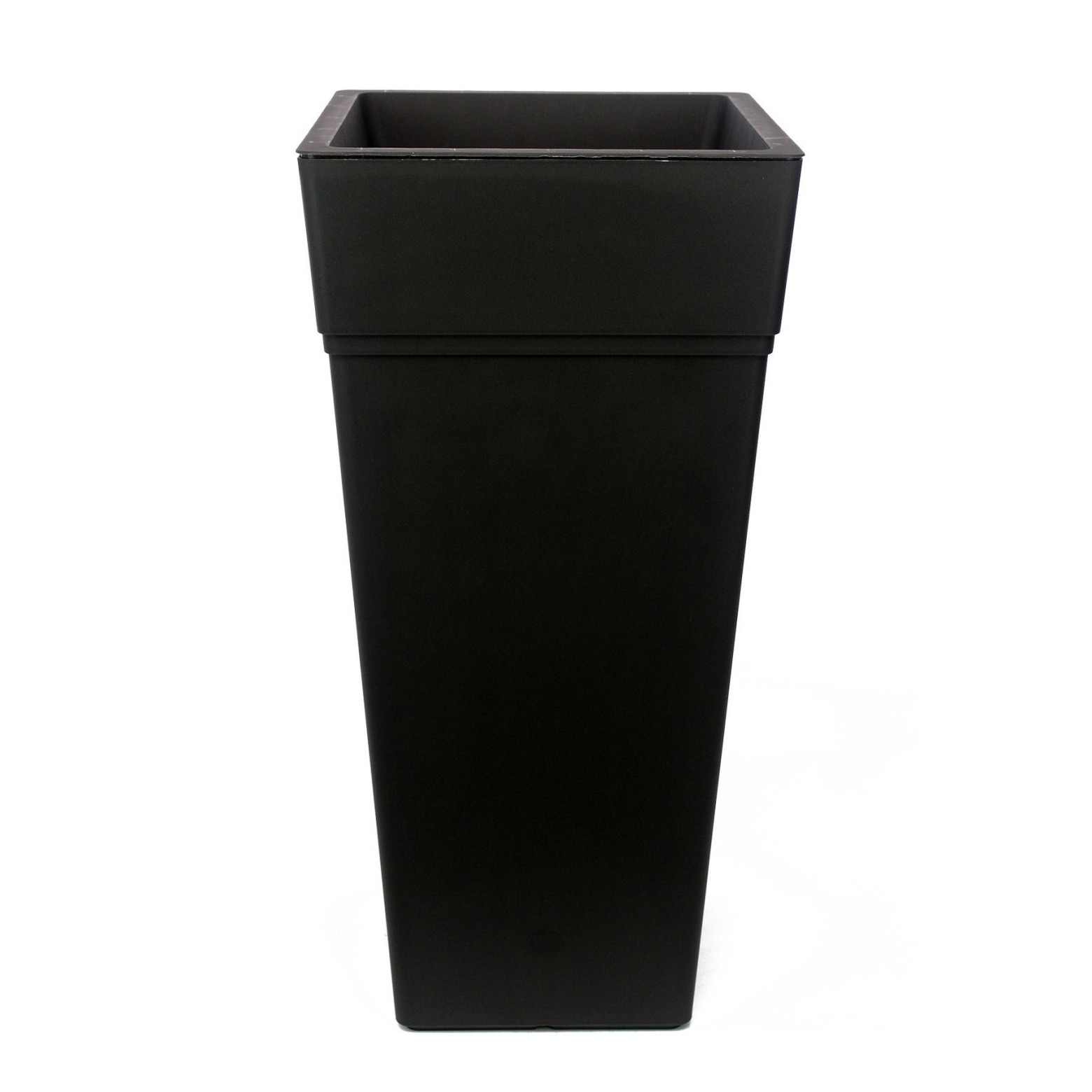 Pot Carré Haut Graphit'UP 36L Anthracite – 29.5 X 29.5 X 49.5 Cm, Effet Vagues, Réserve D'Eau, Anti-UV, Intérieur/Extérieur