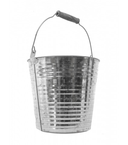 Seau en métal poignée bois