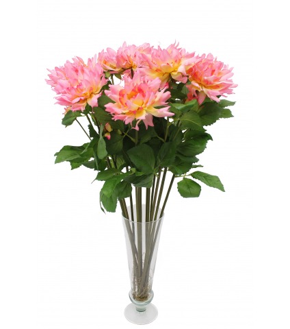 Bouquet de dahlias roses artificiels