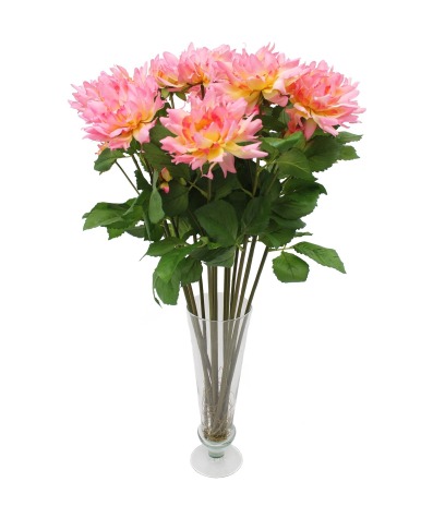 Bouquet de dahlias roses artificiels