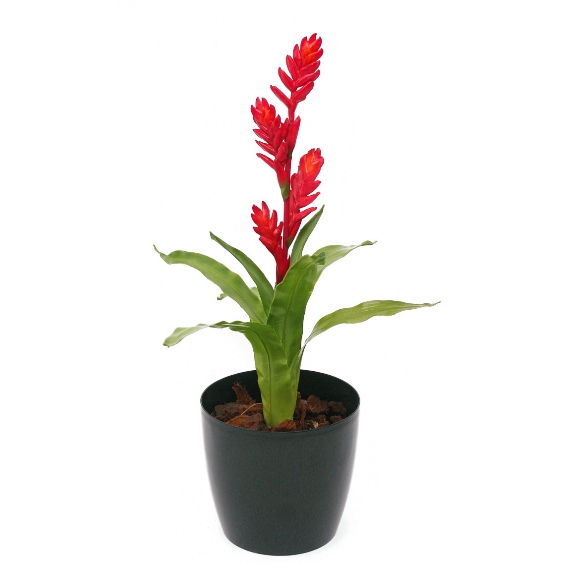 Bromélia artificiel rouge 55 cm - Plantes exotiques artificielles -  Artiplantes