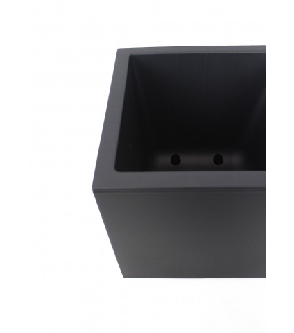 Bac à fleurs noir à roulettes