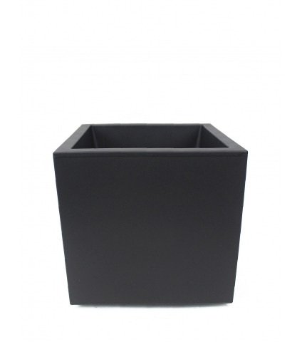 Bac à fleurs noir à roulettes