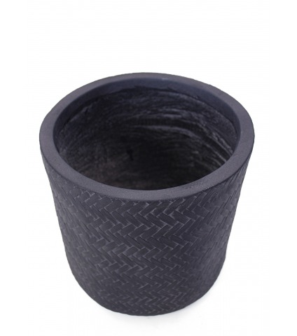 Pot rond anthracite structuré