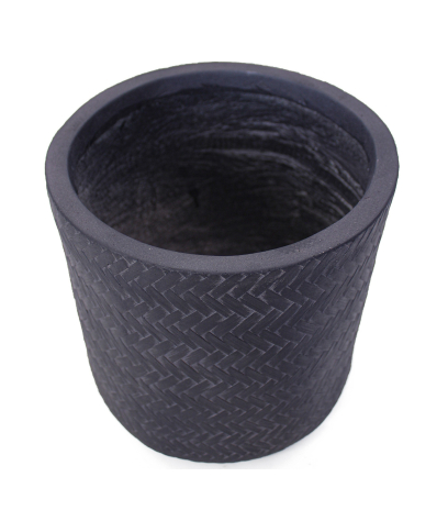 Pot rond anthracite structuré