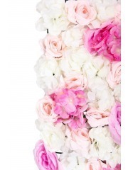 Mur floral artificiel rose et blanc