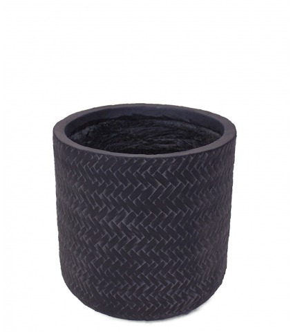 Pot rond anthracite structuré