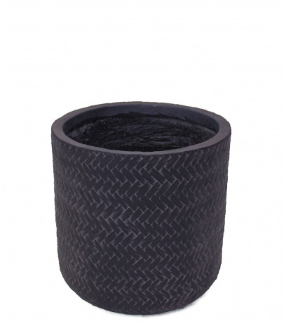 Pot rond anthracite structuré